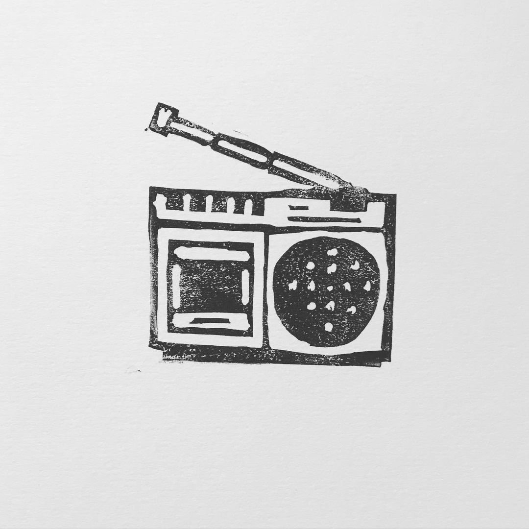 Inktober 2020 Radio linocut print